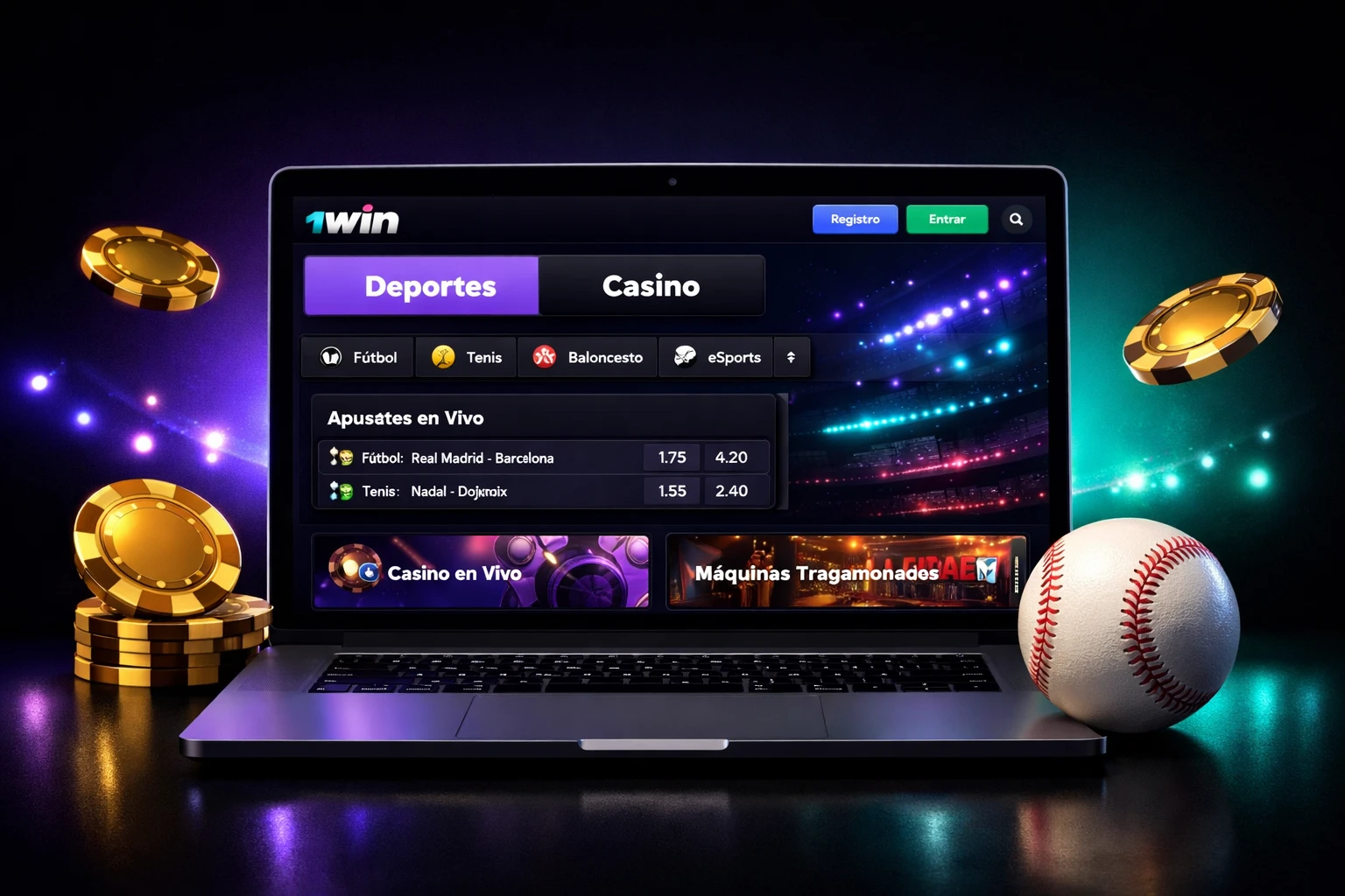 Interfaz moderna y diseño visual premium de la plataforma de apuestas 1Win en Venezuela